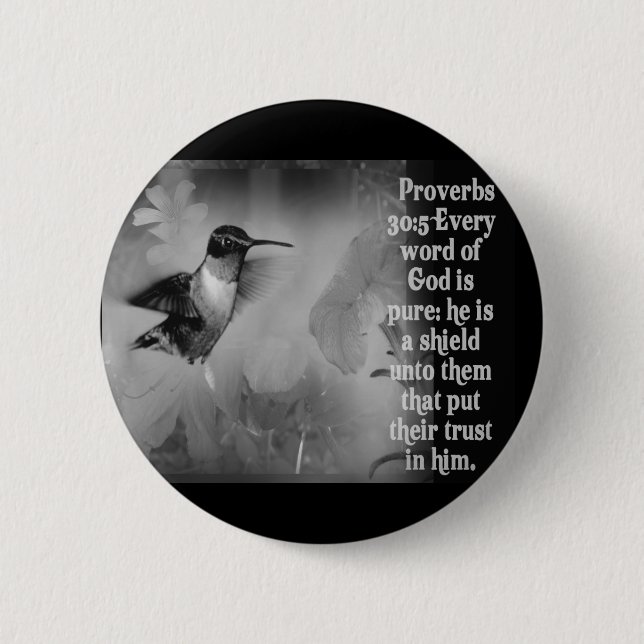 Sprichwort-30:5 BIBEL-SCHRIFT mit Kolibri Button (Vorderseite)