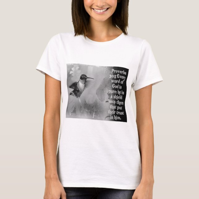 Sprichwort-30:5 BIBEL-SCHRIFT mit Kolibri T-Shirt (Vorderseite)