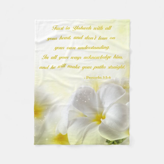 Sprichwort-3:5 - 6 Bibel-Vers | mit Blumen Fleecedecke (Vorderseite)
