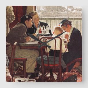 Sprichwort-Anmut durch Norman Rockwell Quadratische Wanduhr