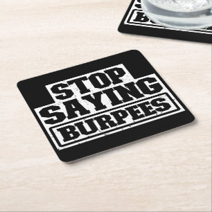 Sprichwort Burpees stoppen Trainingsgetriebe Coole Rechteckiger Pappuntersetzer