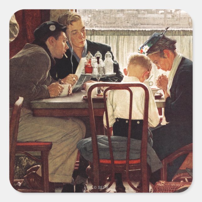 Sprichwort Grace von Norman Rockwell Quadratischer Aufkleber (Vorderseite)