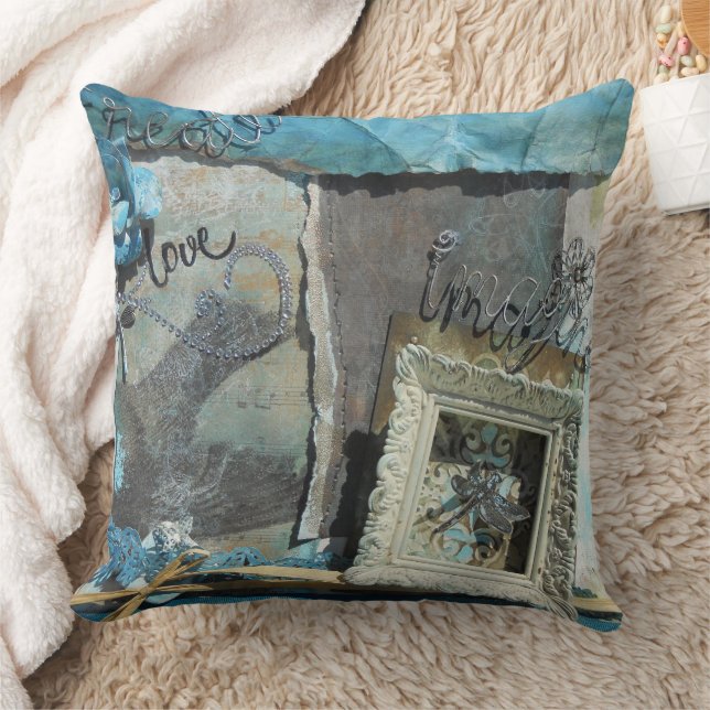 Sprichwort Mixed Media Art erstellen Liebe Kissen (Decke)