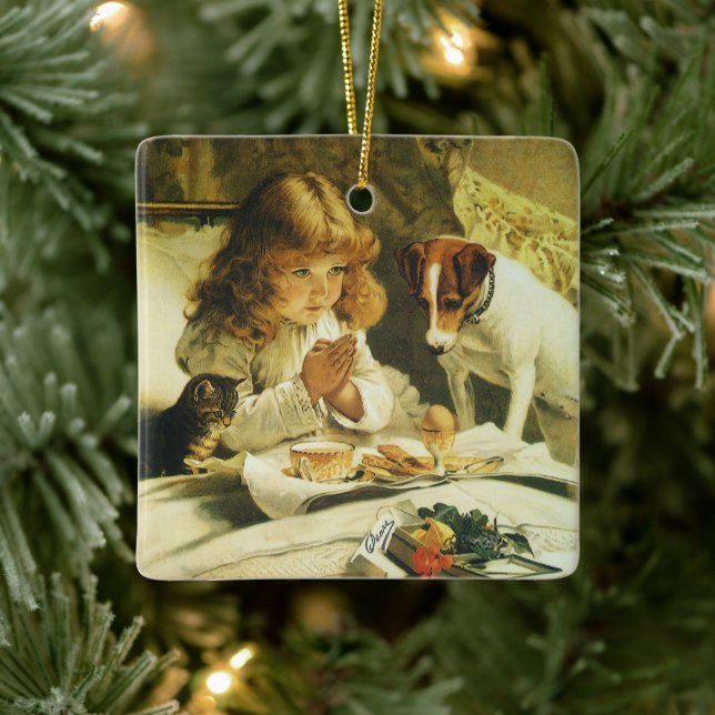 Sprichwort Unsere Gebete, Suspense Charles Burton  Keramikornament (Baum)