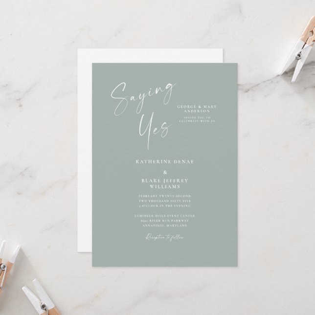 Sprichwort Yes Sage Elegante Bride Eltern Hochzeit Einladung (Vorderseite/Rückseite Beispiel)