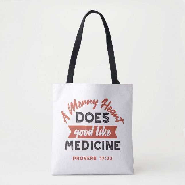 Sprichwörter 17:22 "A Merry Heart" Inspirational V Tasche (Vorderseite)
