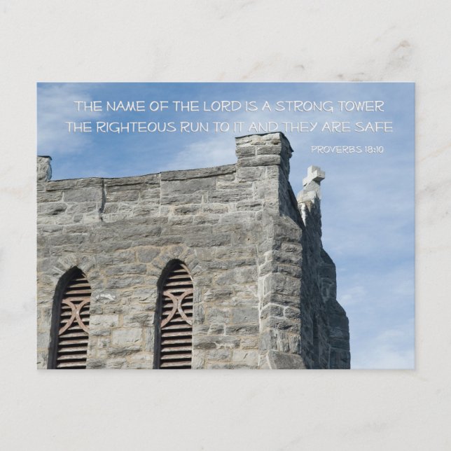 Sprichwörter 18:10 Name des Herrn a Strong Tower Postkarte (Vorderseite)