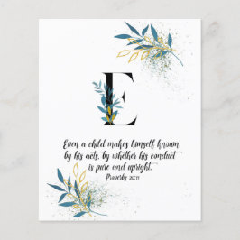 Sprichwörter 20:11, Buchstabe E,Aquarellschrift-Ka