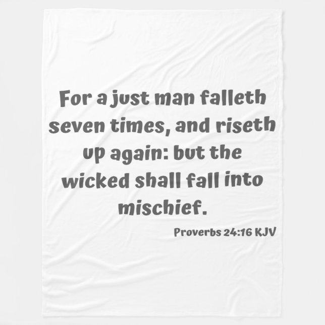 Sprichwörter 24:16 KJV Bible Verse Scripture Fleecedecke (Vorderseite)