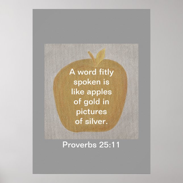 Sprichwörter 25:11 Gold Apple Silber Poster (Vorne)