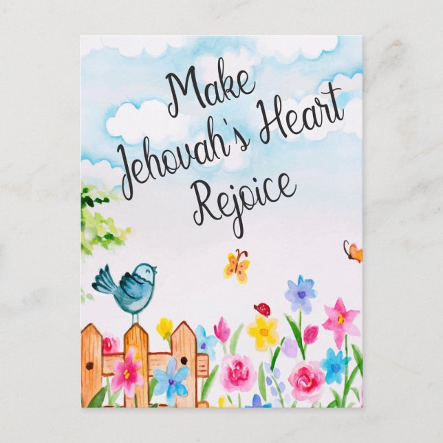 Sprichwörter 27:11 Das Herz Jehovahs erfreuen Postkarte (Vorderseite)