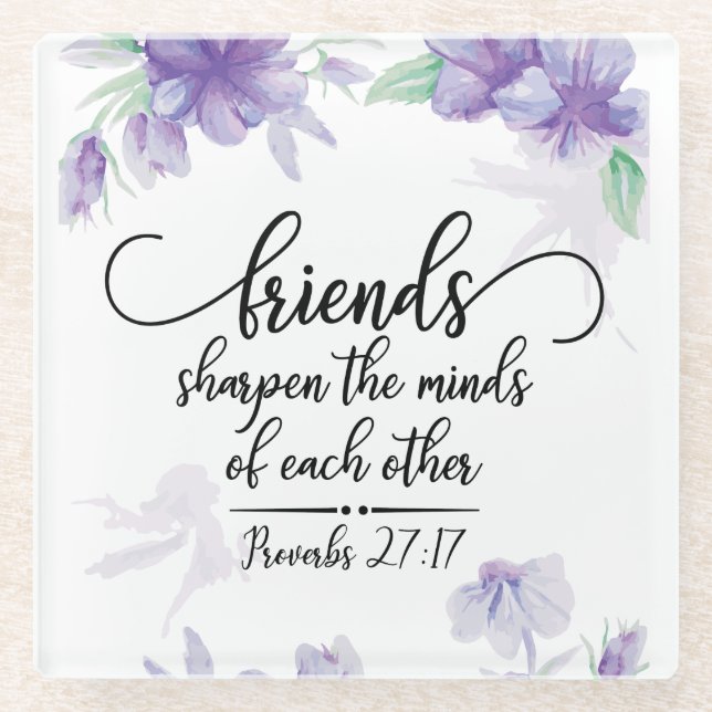 Sprichwörter 27:17 Freunde Schärfen die Minds Glasuntersetzer (Vorderseite)