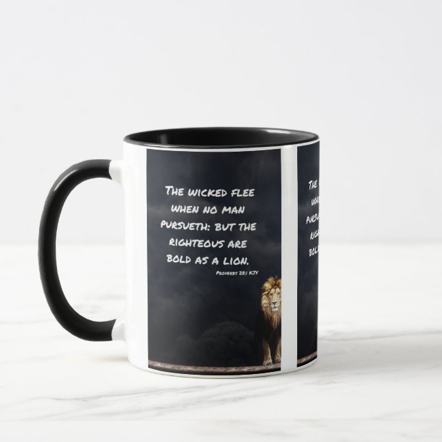 Sprichwörter 28:1 KJV Bibelschrift Zwei-Tone-Tasse Tasse (Links)