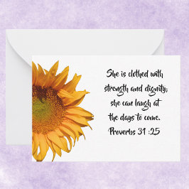 Sprichwörter 31:25 Custom Bible Verse Sonnenblume Mitteilungskarte