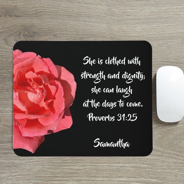 Sprichwörter 31:25 Rote Rose Bibel Verse Custom Mousepad (Von Creator hochgeladen)