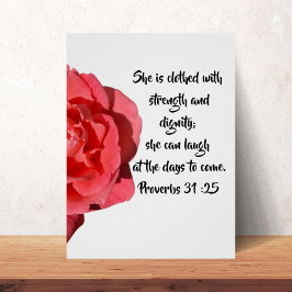 Sprichwörter 31:25 Rote Rose Custom Bible Verse Poster