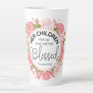 Sprichwörter 31:28 Muttertagsskriptur Rosa Blume Milchtasse