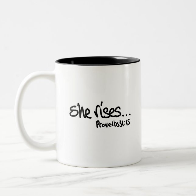 Sprichwörter 31 Christliche Typografie Zwei-Tone-K Zweifarbige Tasse (Links)