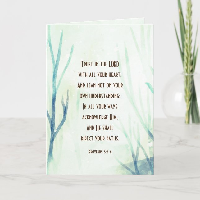 Sprichwörter 3:5-6 Vertraue dem Herrn mit deinem g Karte (Vorderseite)