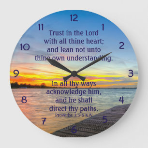 Sprichwörter 3:5-6 Vertrauen in die LORD Christli Große Wanduhr