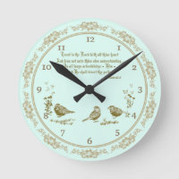 Sprichwörter 3:5-6 Wall Clock mit Vögeln, Blume