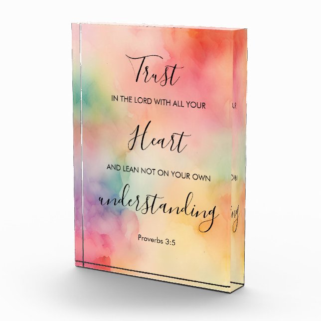 Sprichwörter 3:5 Bibelverse Acryl Fotoblock (Rechts)