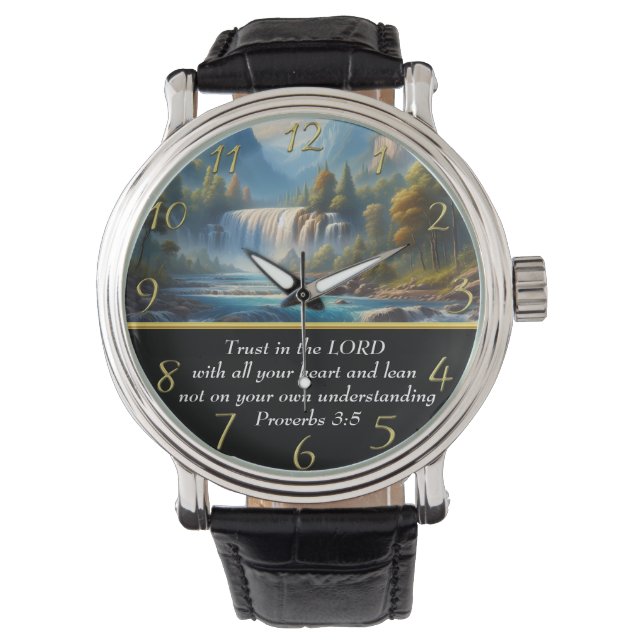 Sprichwörter 3:5 Christlicher Glaubenssee Armbanduhr (Vorderseite)