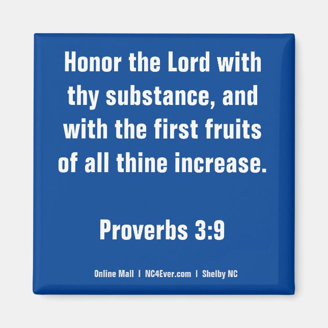 Sprichwörter 3:9 Bible Verse Magnet (Vorne)