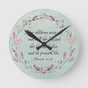 Sprichwörterliche Mama: Ihre Kinder erwachen KJV V Runde Wanduhr