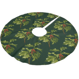 Sprig of Holly Christmas Red Berry  Polyester Weihnachtsbaumdecke