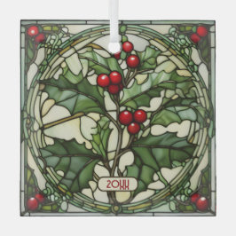 Sprig von Holly verklebtem Glas Weihnachtsschmuck