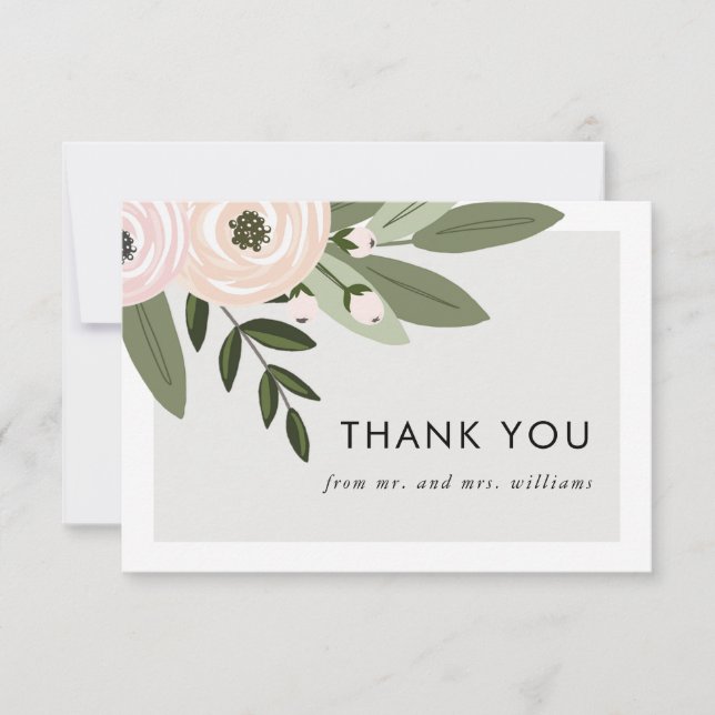 Sprigs Mariages floraux - cartes de remerciement p (Devant)