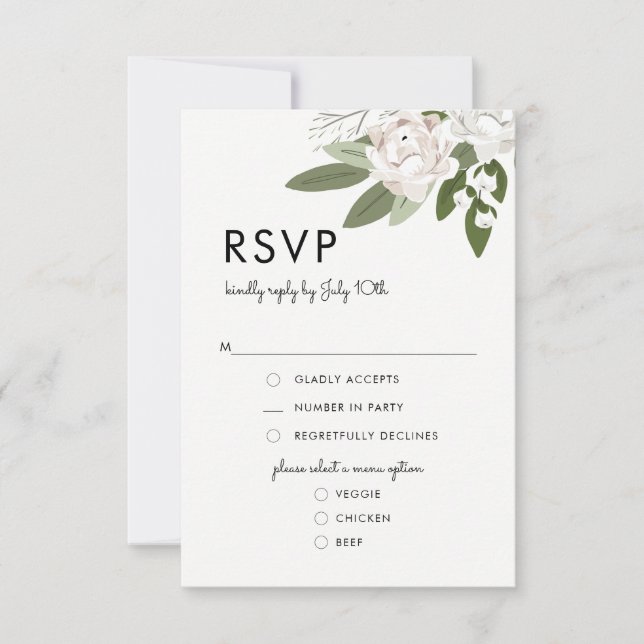 Sprigs Mariages ivoire et Blush, carte de menu RSV (Devant)