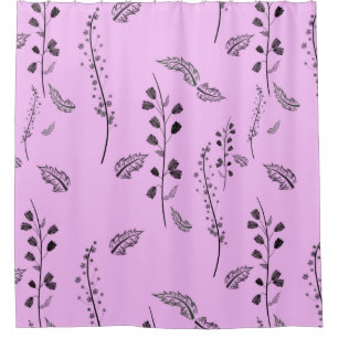 Sprigs mit Blume auf rosa. Duschvorhang