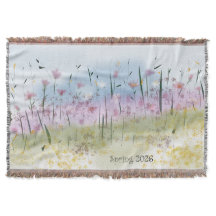 Spring 2026 Water Color Wildflower Throw Blanket
