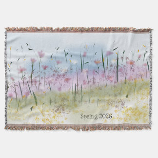 Spring 2026 Water Color Wildflower Throw Blanket Decke