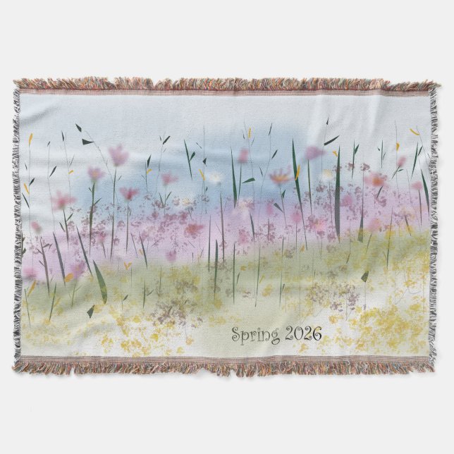 Spring 2026 Water Color Wildflower Throw Blanket Decke (Vorderseite)