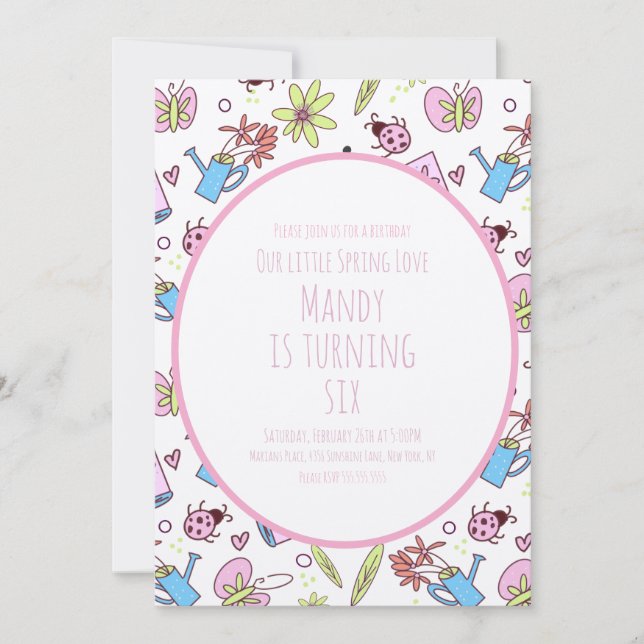 Spring and Books Birthday Party Einladung (Vorderseite)
