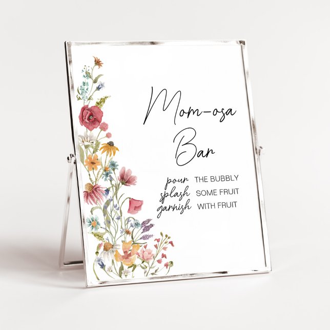 Spring Baby in Bloom Baby Dusche Mama Osa Bar Poster (Boho Wildflower Baby Shower Mom Osa Bar Sign)