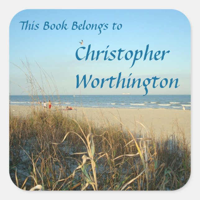 Spring Beach Scene Nr. 3 Buchzeichen Quadratischer Aufkleber (Vorderseite)
