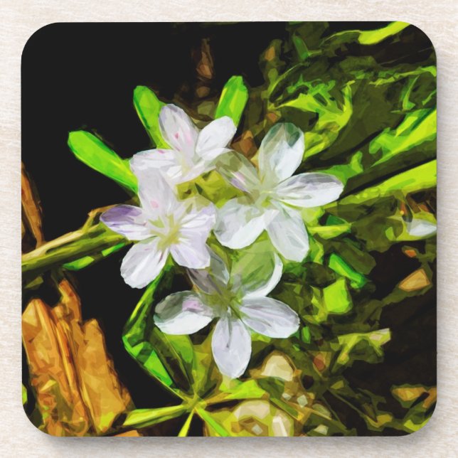 Spring Beauty eine Lila Wildblume Abstrakt Untersetzer (Vorderseite)