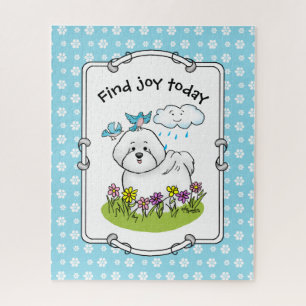 Spring Bichon Frise Dog with Flowers - Cute