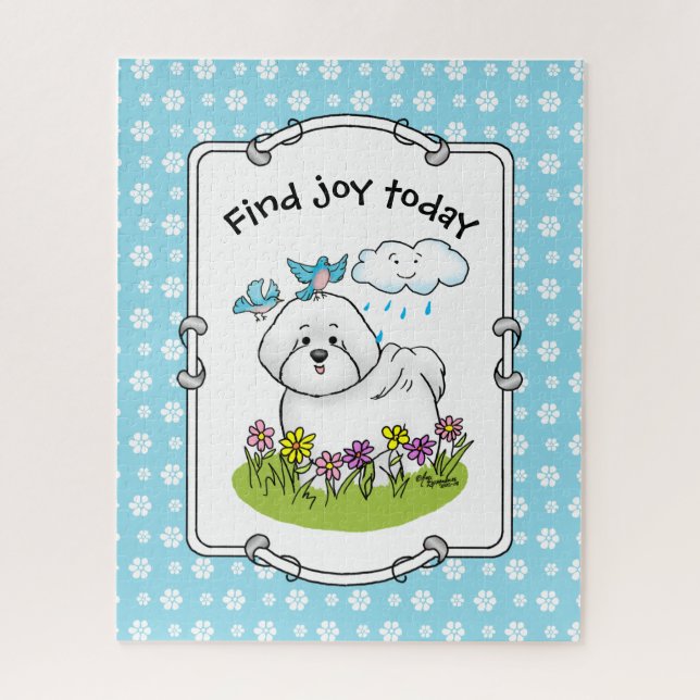 Spring Bichon Frise Dog with Flowers - Cute (Vertikal)