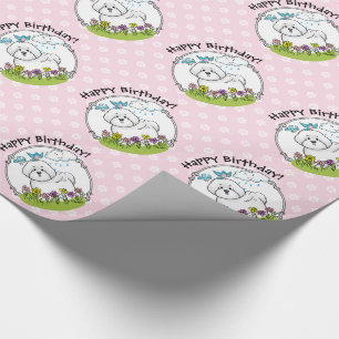Spring Bichon Frise Hund mit Blume - Niedlich Geschenkpapier