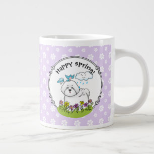 Spring Bichon Frise Hund mit Blume - Niedlich Jumbo-Tasse