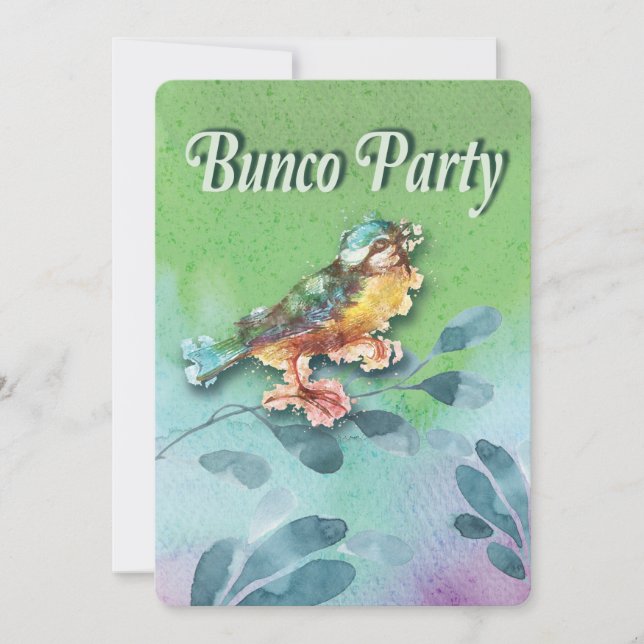 Spring Bird Bunco Party Wasserfarbe Einladung (Vorderseite)