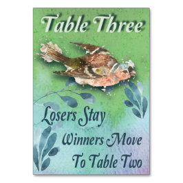 Spring Bird Bunco Tabelle Drei Farben Tischnummer