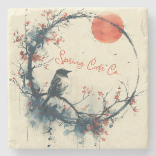 Spring Bird Floral Steinuntersetzer