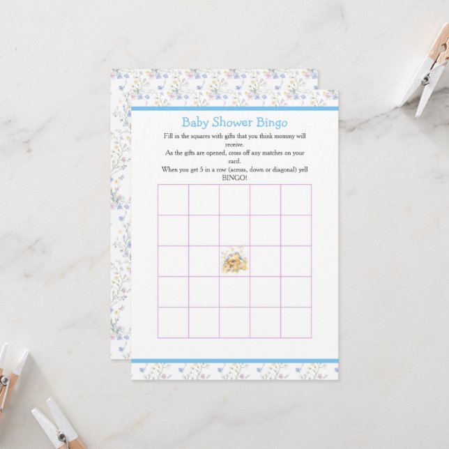 Spring Birds Baby Shower Bingo Einladung (Vorderseite/Rückseite Beispiel)