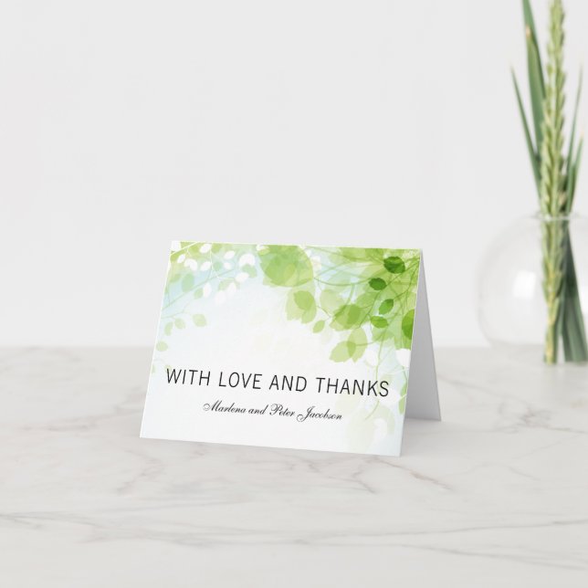 Spring Blätter Watercolor Vielen Dank Dankeskarte (Vorderseite)